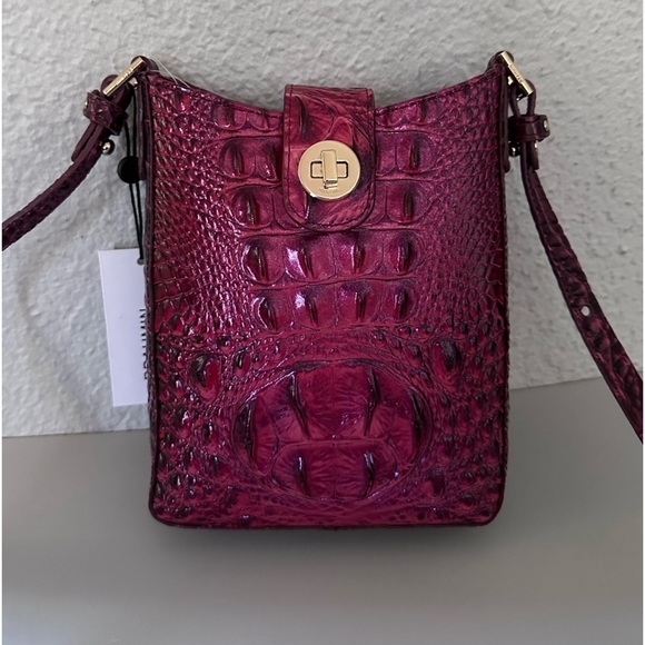 NWT BRAHMIN MARLEY CROSSBODY CROC-EMBOSSED GENUINE LEATHER IN ROSE OMBRE HANDBAG - Picture 12 of 13